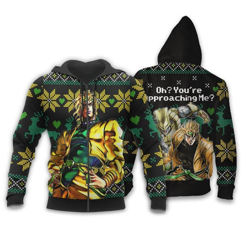 Divesart - Dio Brando Ugly Christmas Sweater and Hoodie Custom Oh You're Approaching Me Anime JoJo's Xmas Gifts